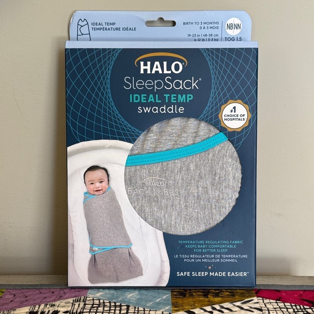 Halo SleepSack Ideal Temp Swaddle in Gray and Blue Newborn size NWT